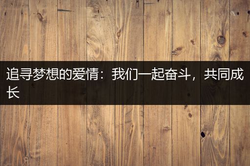 追寻梦想的爱情：我们一起奋斗，共同成长