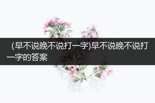 （早不说晚不说打一字)早不说晚不说打一字的答案