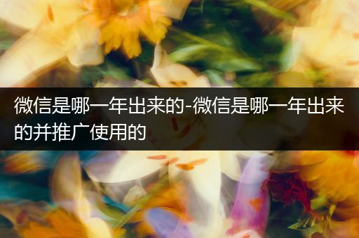 微信是哪一年出来的-微信是哪一年出来的并推广使用的