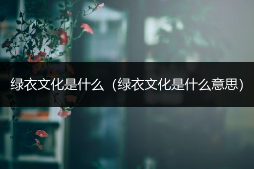 绿衣文化是什么（绿衣文化是什么意思）