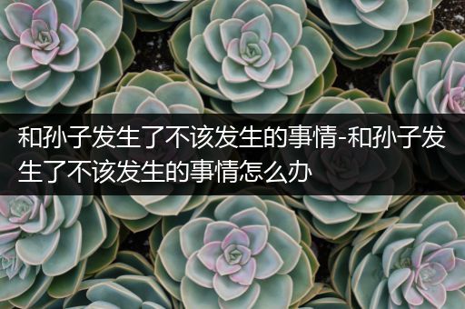和孙子发生了不该发生的事情-和孙子发生了不该发生的事情怎么办