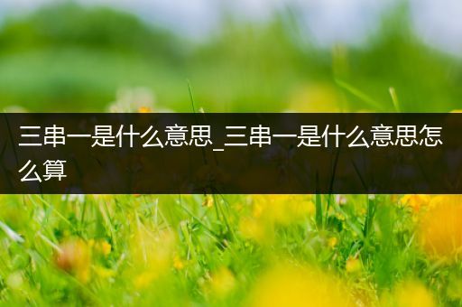 三串一是什么意思_三串一是什么意思怎么算