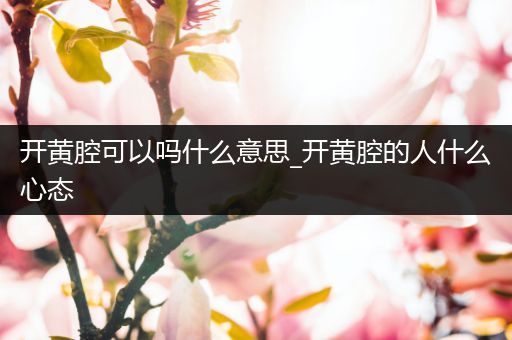 开黄腔可以吗什么意思_开黄腔的人什么心态