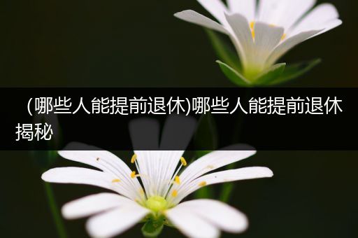 （哪些人能提前退休)哪些人能提前退休揭秘
