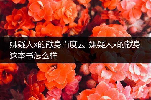 嫌疑人x的献身百度云_嫌疑人x的献身这本书怎么样