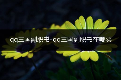 qq三国副职书-qq三国副职书在哪买