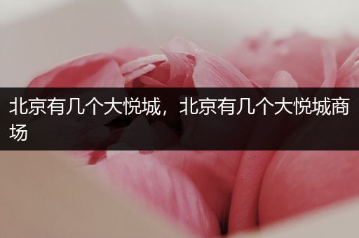 北京有几个大悦城，北京有几个大悦城商场