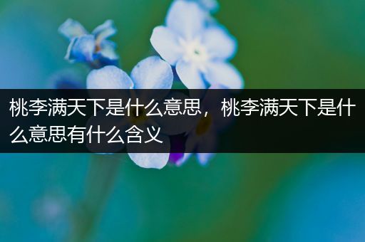 桃李满天下是什么意思，桃李满天下是什么意思有什么含义