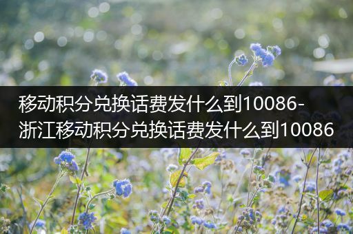 移动积分兑换话费发什么到10086-浙江移动积分兑换话费发什么到10086