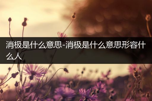 消极是什么意思-消极是什么意思形容什么人