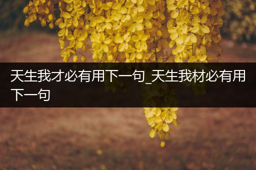 天生我才必有用下一句_天生我材必有用下一句