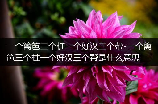 一个篱笆三个桩一个好汉三个帮-一个篱笆三个桩一个好汉三个帮是什么意思