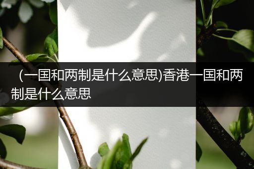 (一国和两制是什么意思)香港一国和两制是什么意思
