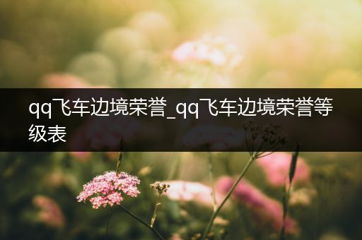 qq飞车边境荣誉_qq飞车边境荣誉等级表