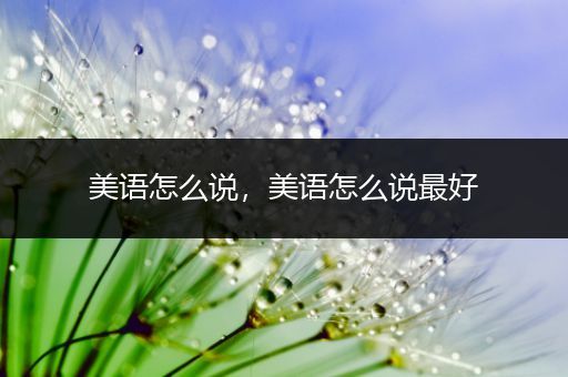 美语怎么说,美语怎么说最好