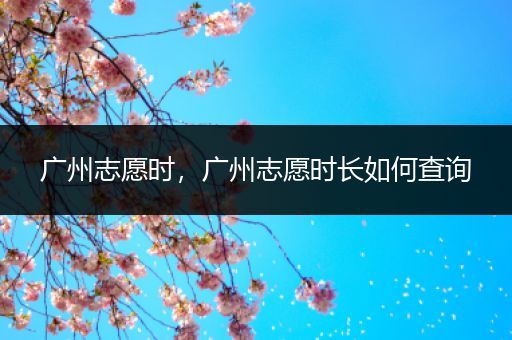 广州志愿时,广州志愿时长如何查询