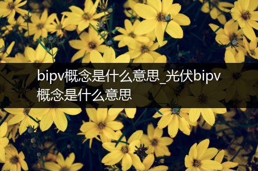 bipv概念是什么意思_光伏bipv概念是什么意思