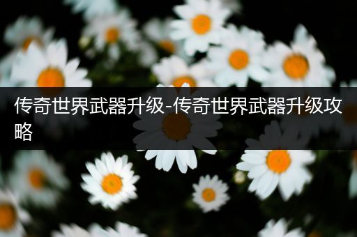 传奇世界武器升级-传奇世界武器升级攻略