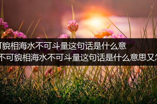 人不可貌相海水不可斗量这句话是什么意思_人不可貌相海水不可斗量这句话是什么意思又怎么读