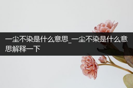 一尘不染是什么意思_一尘不染是什么意思解释一下