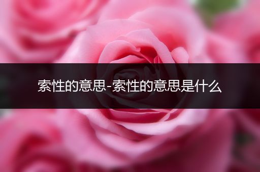 索性的意思-索性的意思是什么