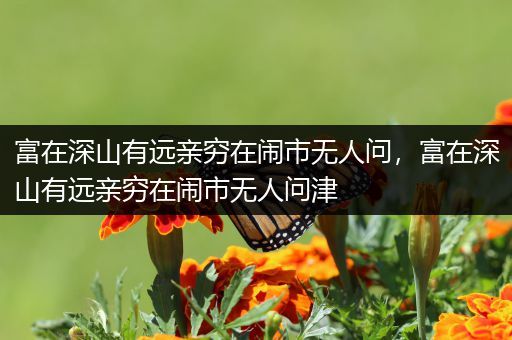 富在深山有远亲穷在闹市无人问,富在深山有远亲穷在闹市无人问津