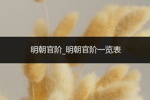 明朝官阶_明朝官阶一览表