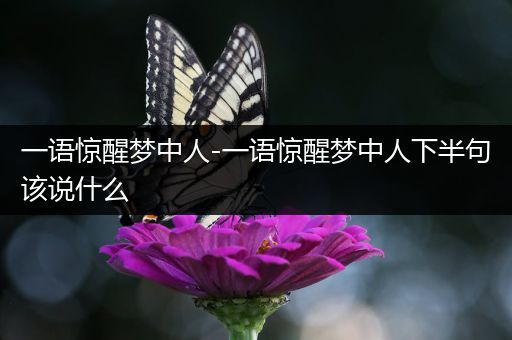 一语惊醒梦中人-一语惊醒梦中人下半句该说什么