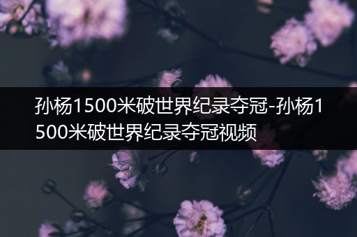 孙杨1500米破世界纪录夺冠-孙杨1500米破世界纪录夺冠视频