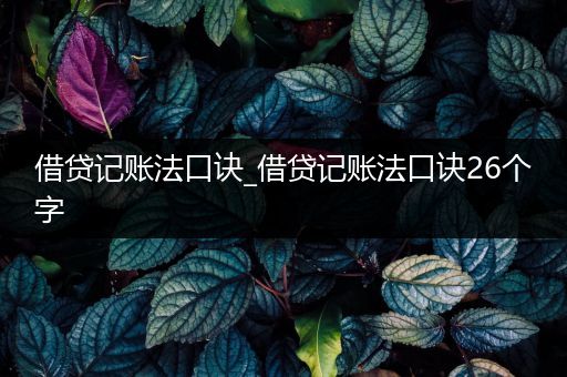 借贷记账法口诀_借贷记账法口诀26个字