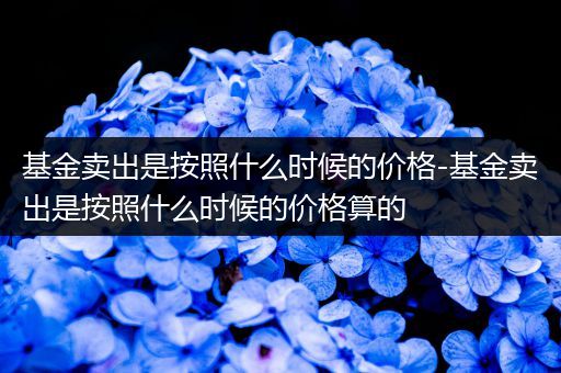 基金卖出是按照什么时候的价格-基金卖出是按照什么时候的价格算的