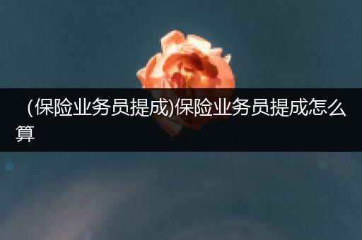 (保险业务员提成)保险业务员提成怎么算