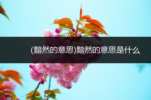 (黯然的意思)黯然的意思是什么