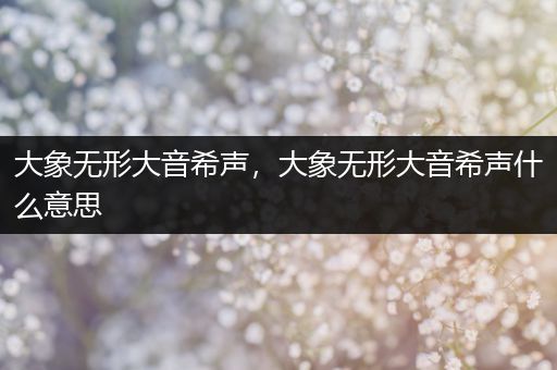 大象无形大音希声,大象无形大音希声什么意思