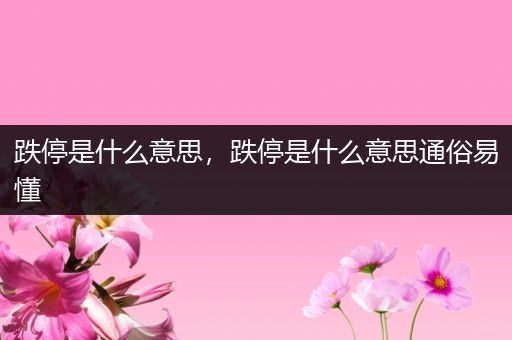 跌停是什么意思，跌停是什么意思通俗易懂