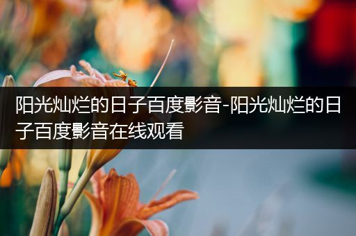 阳光灿烂的日子百度影音-阳光灿烂的日子百度影音在线观看