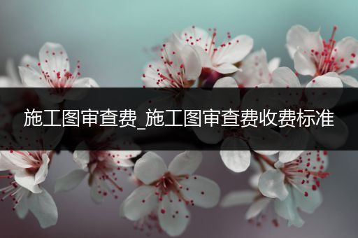 施工图审查费_施工图审查费收费标准