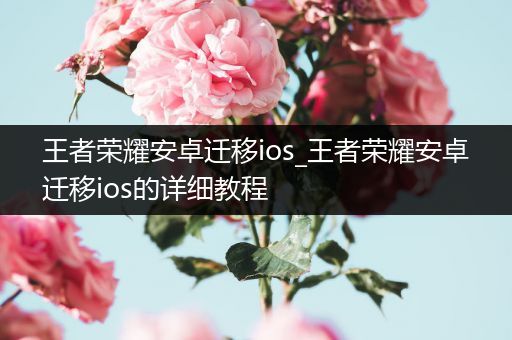 王者荣耀安卓迁移ios_王者荣耀安卓迁移ios的详细教程