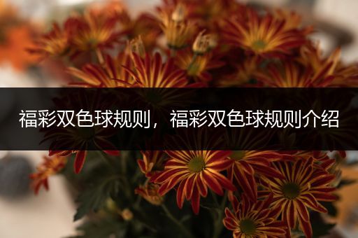 福彩双色球规则，福彩双色球规则介绍