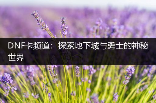 DNF卡频道：探索地下城与勇士的神秘世界