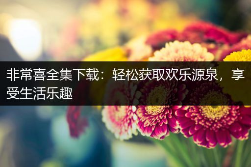 非常喜全集下载：轻松获取欢乐源泉，享受生活乐趣