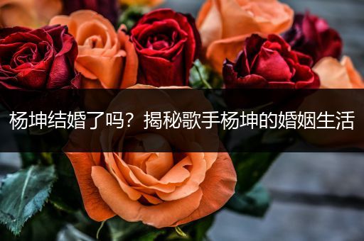 杨坤结婚了吗？揭秘歌手杨坤的婚姻生活