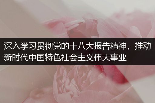 深入学习贯彻党的十八大报告精神，推动新时代中国特色社会主义伟大事业