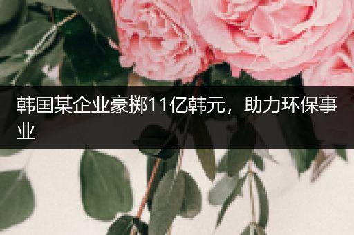 韩国某企业豪掷11亿韩元，助力环保事业