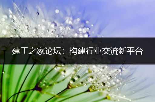 建工之家论坛：构建行业交流新平台