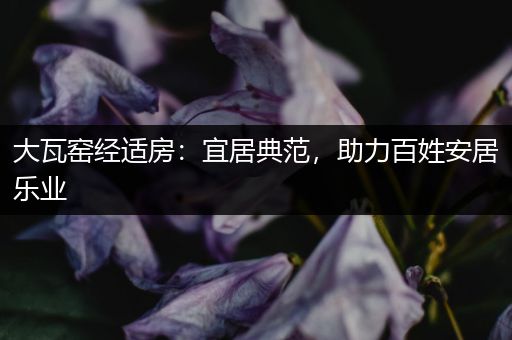 大瓦窑经适房：宜居典范，助力百姓安居乐业