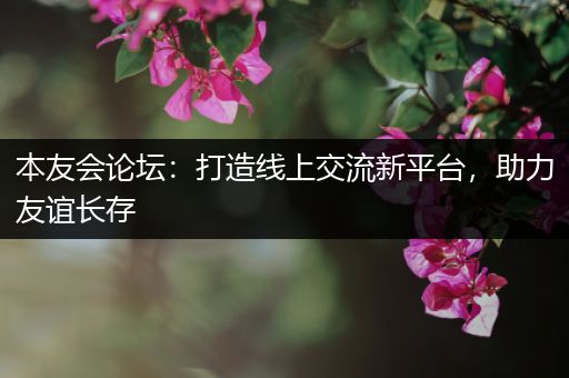 本友会论坛：打造线上交流新平台，助力友谊长存