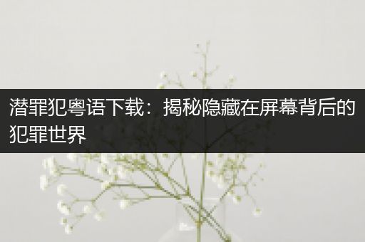 潜罪犯粤语下载：揭秘隐藏在屏幕背后的犯罪世界