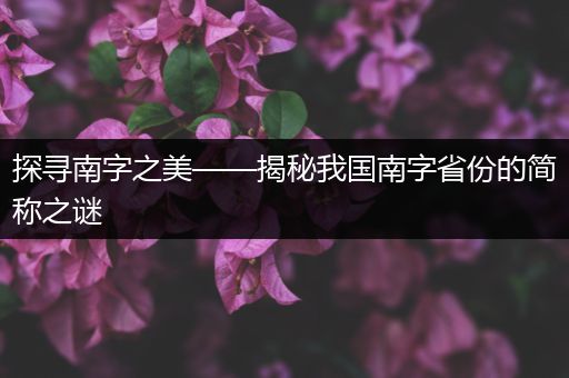 探寻南字之美——揭秘我国南字省份的简称之谜