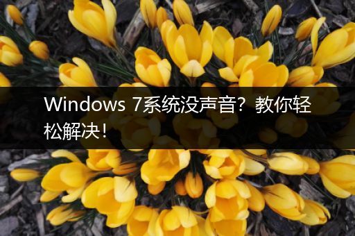 Windows 7系统没声音？教你轻松解决！